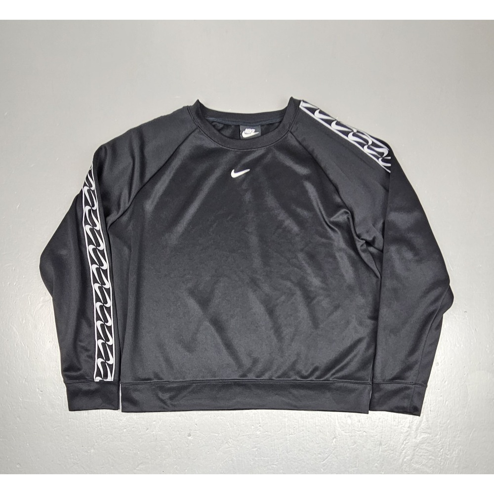 Nike Sportswear‎ PK Tape Sweatshirt Womens Medium Black Center Swoosh BV3443-010